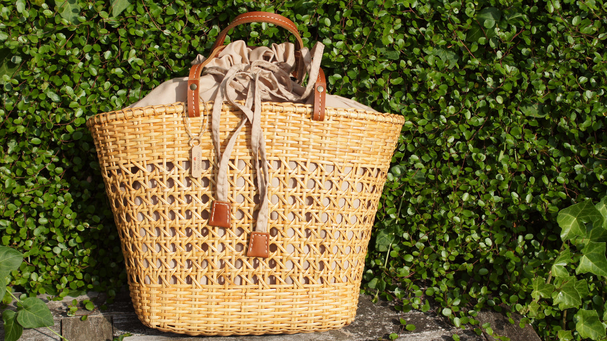 Handmade Bali Rattan Shopper Bag Round Wicker Handle Bag Straw Boho *R